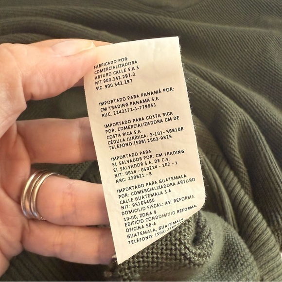 Arturo Calle Olive Green Cotton Long Sleeve Shawl Button Collar Sweater Shirt MD - Picture 10 of 11